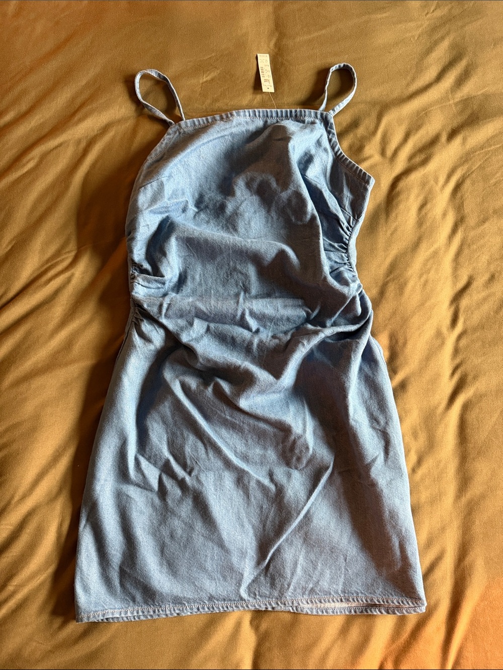 {MADEWELL} denim ruched mini dress 4 - Picture 5 of 10